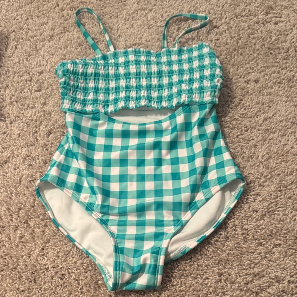 Cat & Jack Aqua and White Swimsuit